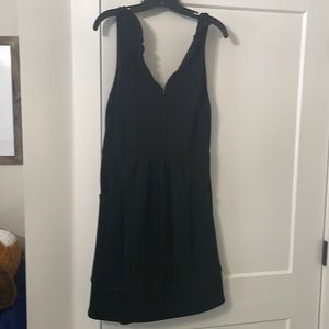 Maeve Sz L Black V Neck Ruffles Pockets Shirt Dress